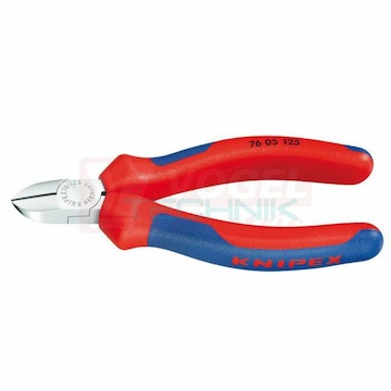 7605125 KNIPEX kleště štípací malé s fazetou pro elektroniku, dvoukomponentní rukojeti, délka 125mm